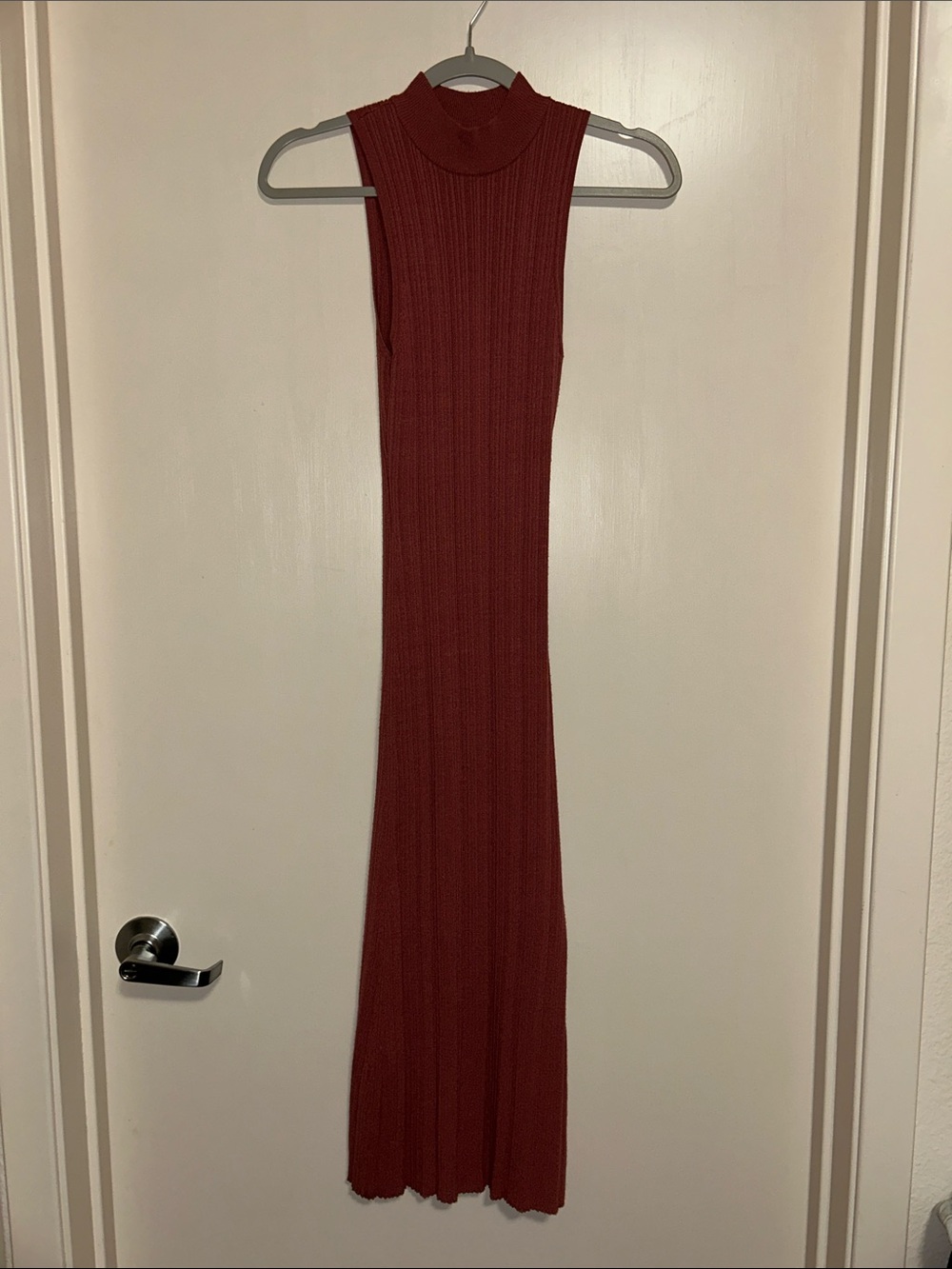 Wayf Sleeveless Ribbed Maxi Dress - Light Terracotta - XS